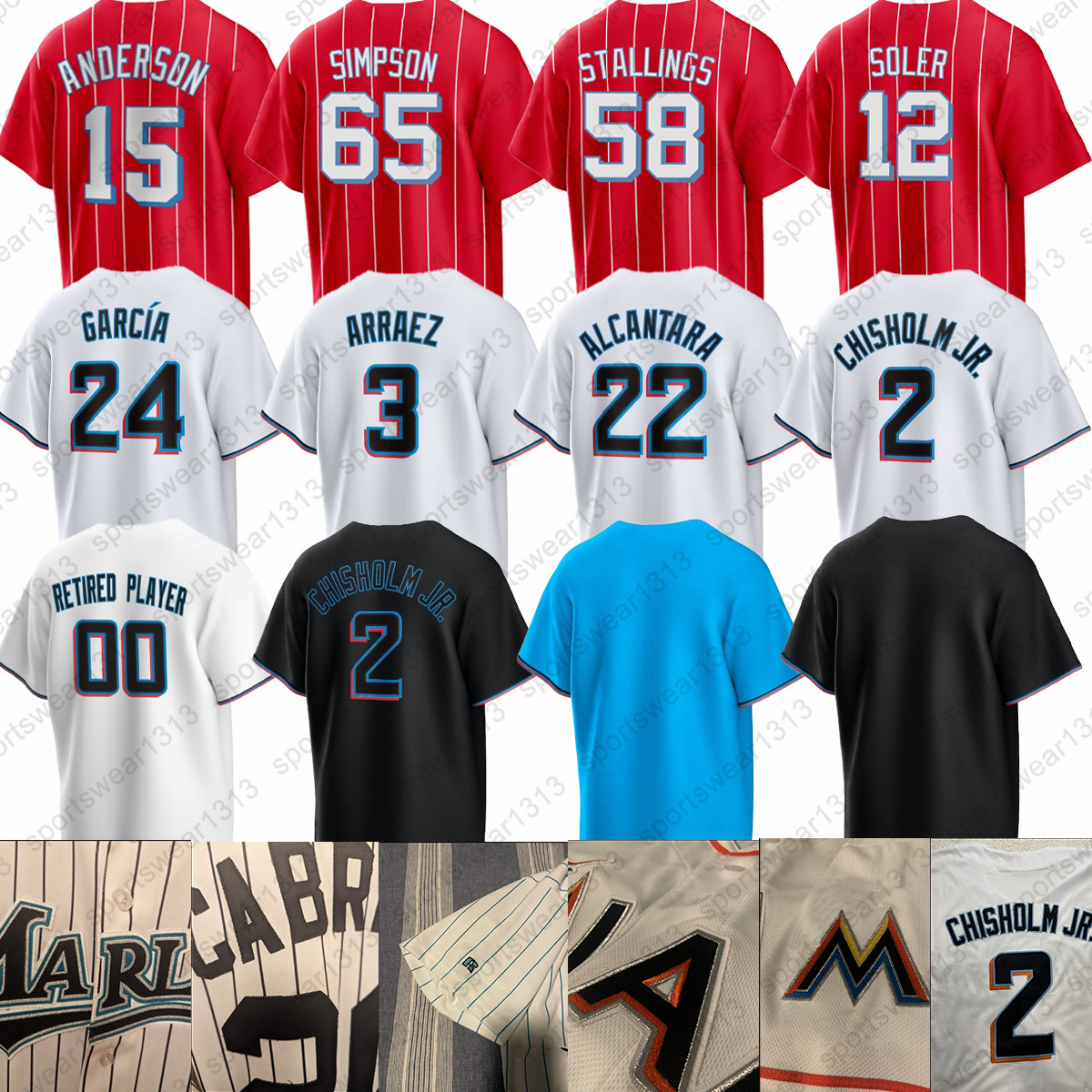 Jazz Chisholm Jr. Baseball Jerseys Miami Jon Berti Marlins Nick Fortes Bryan De La Cruz Jorge Soler Luis Arraez Sandy Alcantara Avisail Garcia Je-image-950951642