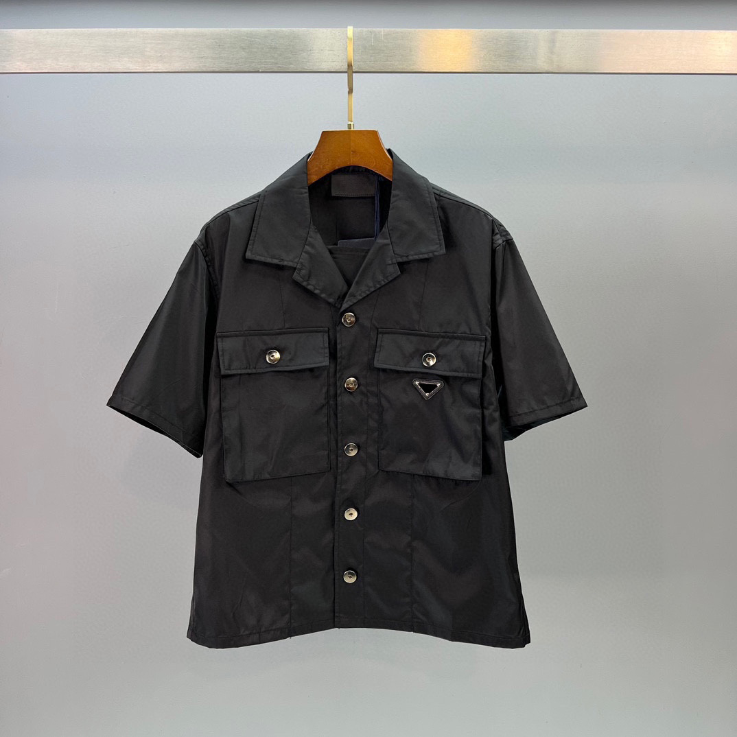 Mens designer shirt us size loose single breasted shirt high quality pocket stitching design highend casual cargo shirt