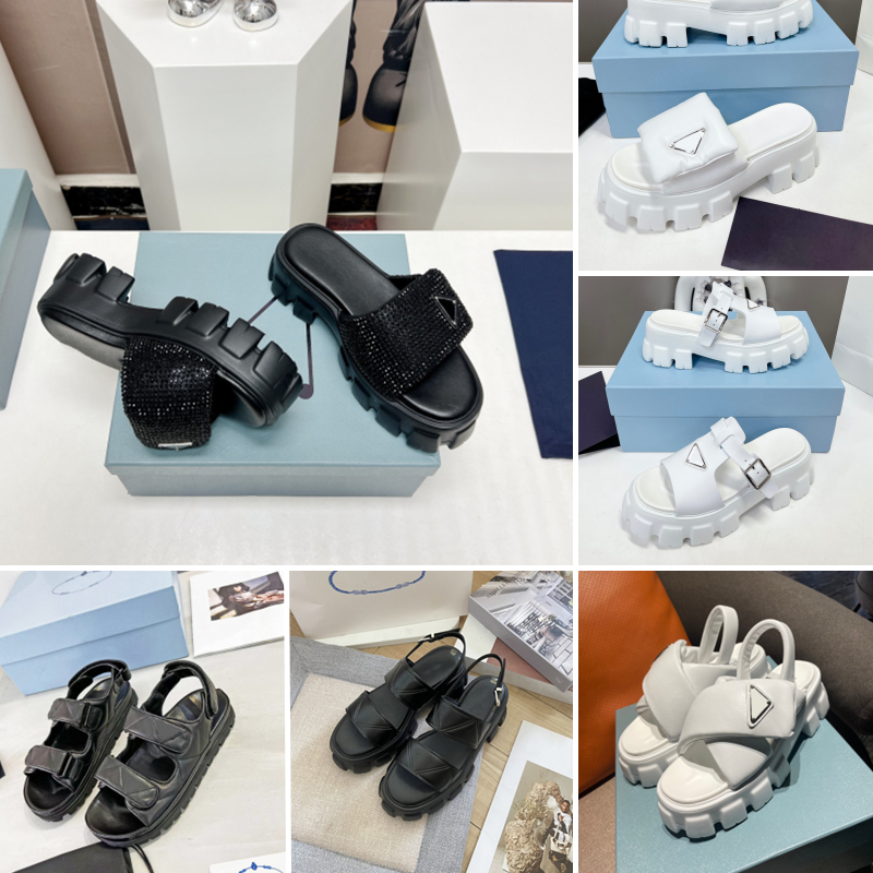 Designer Luxury Sandals Women Slippers Leather Waterproof Platform Slippers Fashion Casual Sandals Black White Slipper Size 35-41-image-953576555