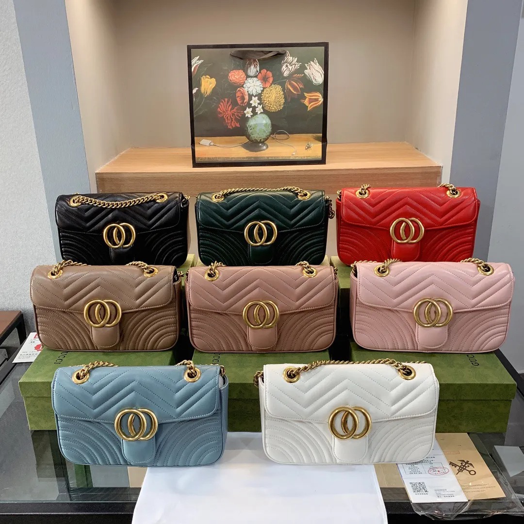 With Box Designer Lady Shoulder Bags Luxurys Marmonts Crossbody bag Fashion Classic Handbag Chain Leather Purse Wallet Red White Black Bags for w-image-953470420