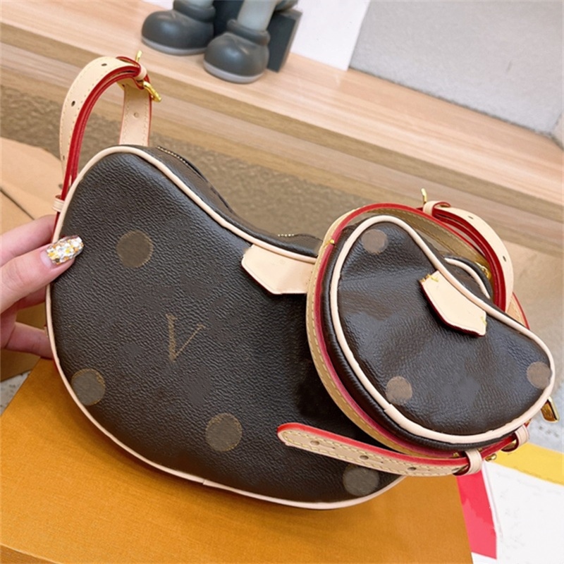 Woman Hobo Shoulder Bags designer bag luxury moon bags 2-PIECE fashion small print purse mini hang pouch Leather 2024-image-953401924