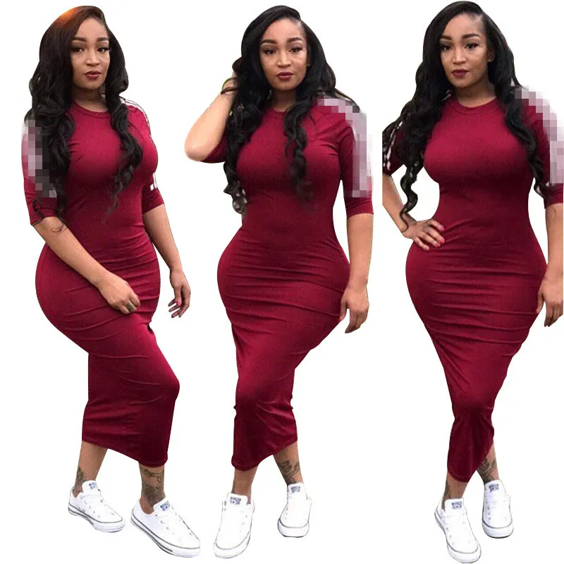 2024 Designer Maxi Dresses Plus size 3XL Women Short Sleeve Bodycon Dress Summer Sexy Solid Long Dress Party Street Wear Bulk Wholesale Clothing 10748-2