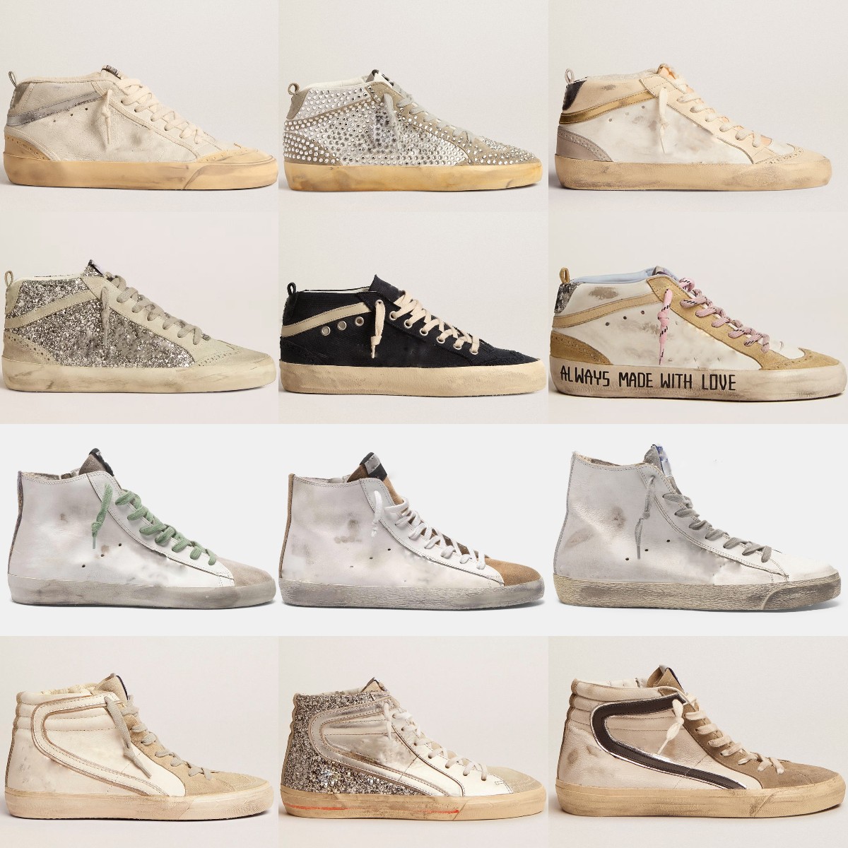 Women Sneaker Mid Star Casual Shoes Gold Silver glitter canvas Francy Classic White Do-old Dirty Leather Designer High Tops Style Shoe-image-953934916