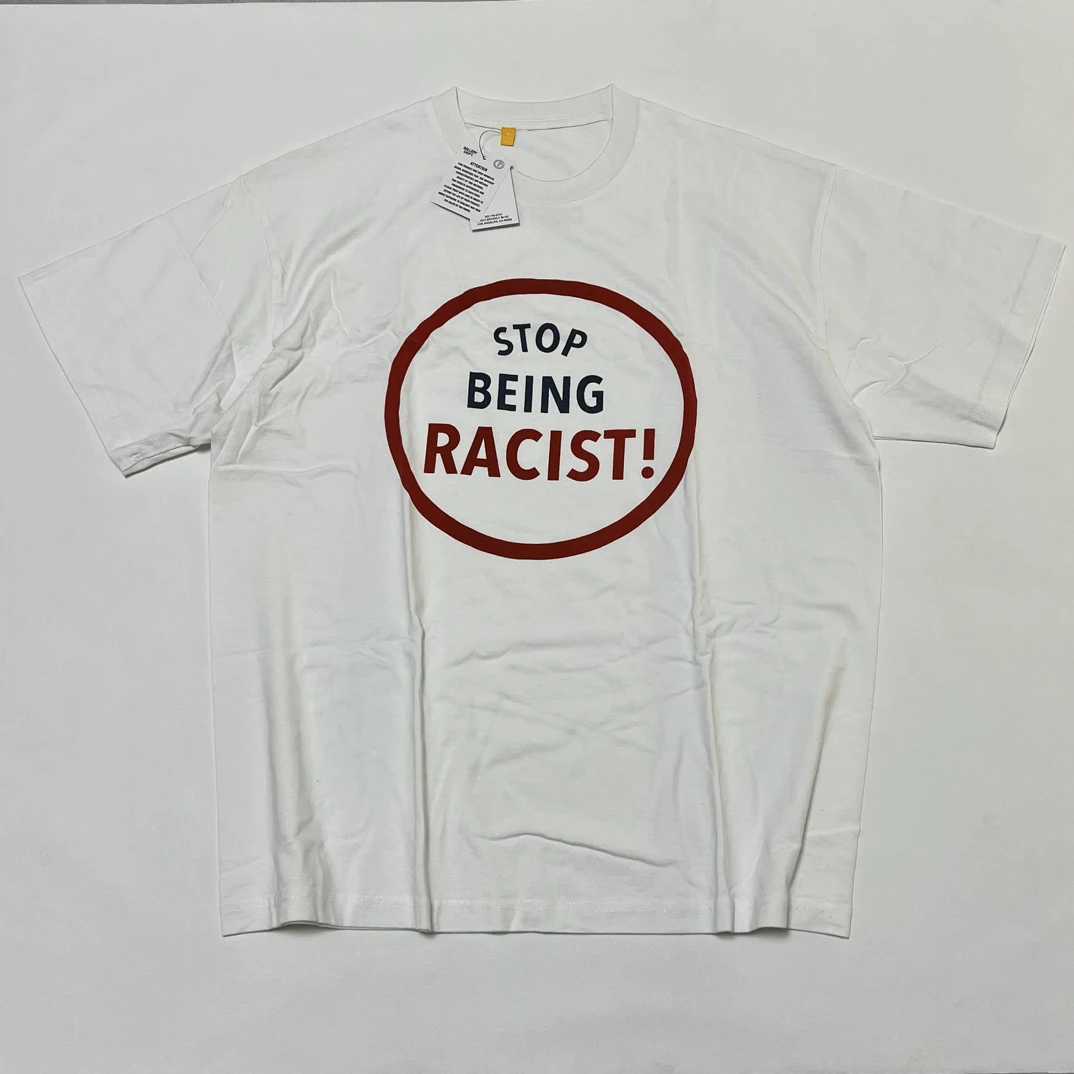 Men's T-Shirts Mens T-Shirts Top quality GD STOP BEING RACIST TEE male female oversize t-short slogan print cotton t shirt men J240319L26052