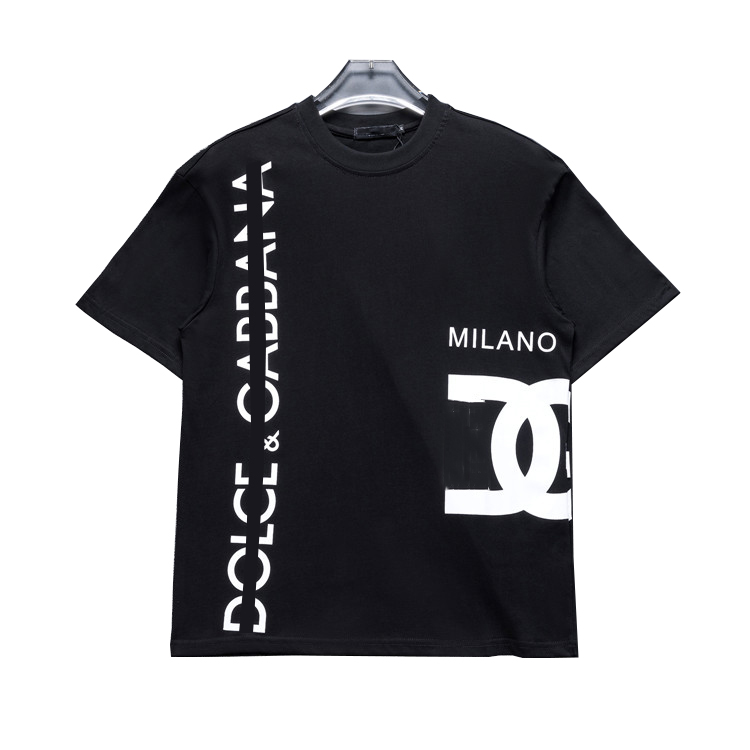 T-shirt de marque pour hommes Alphabet brodé noir et blanc Marque de mode Luxe 100% coton Anti-rides Couple Street Hip Hop Manches courtes Grande