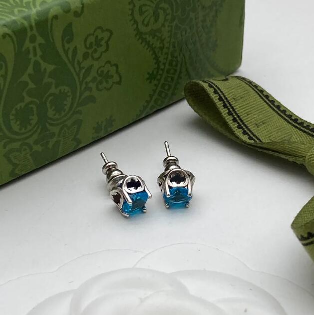 Stud Earrings Jewelry Gemstone Designer Accessories Designer Female Sapphire Titanium Steel Charm Sapphire jewelry gift to a friends-image-954578463