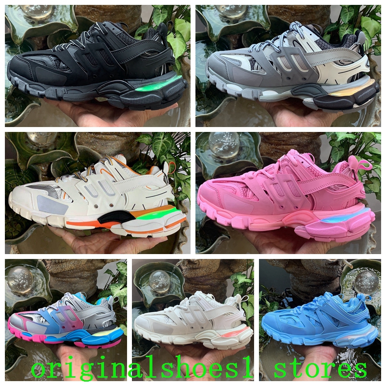 track led tracks luxury shoes men women trainers Track 3 3.0 Shoes Triple white black Tess.s. Gomma leather Trainer Nylon Printed Platform Sneake-image-946771622