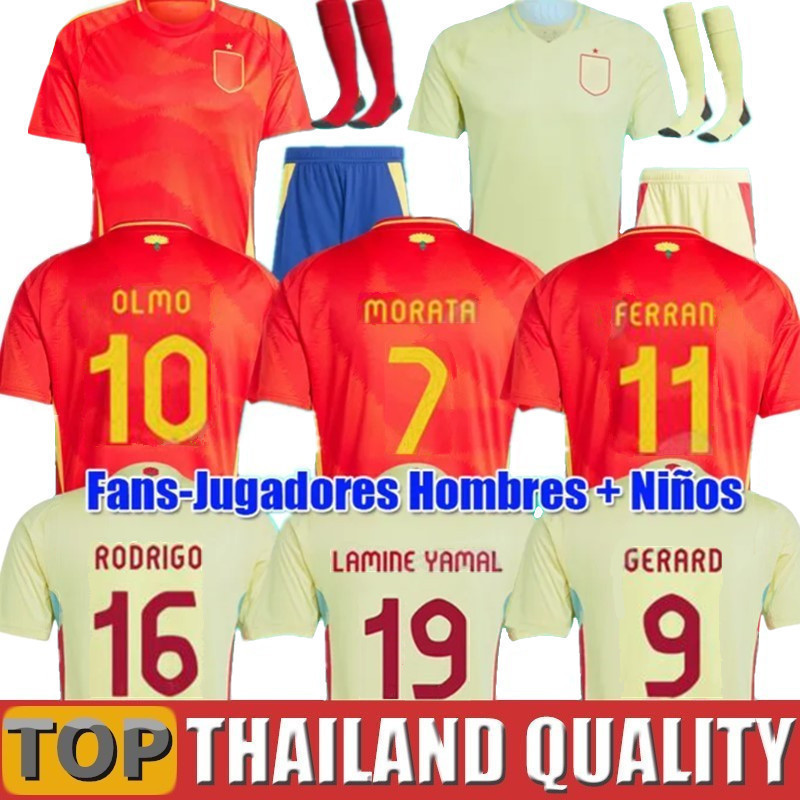 2024 Spain soccer jerseys 24 25 PEDRI Espana MORATA FERRAN KOKE GAVI LAMINE YAMAL fans Player football shirts men kids kits LL ORENTE ANSU FATI CARVAJAL OL MO WOMAN 