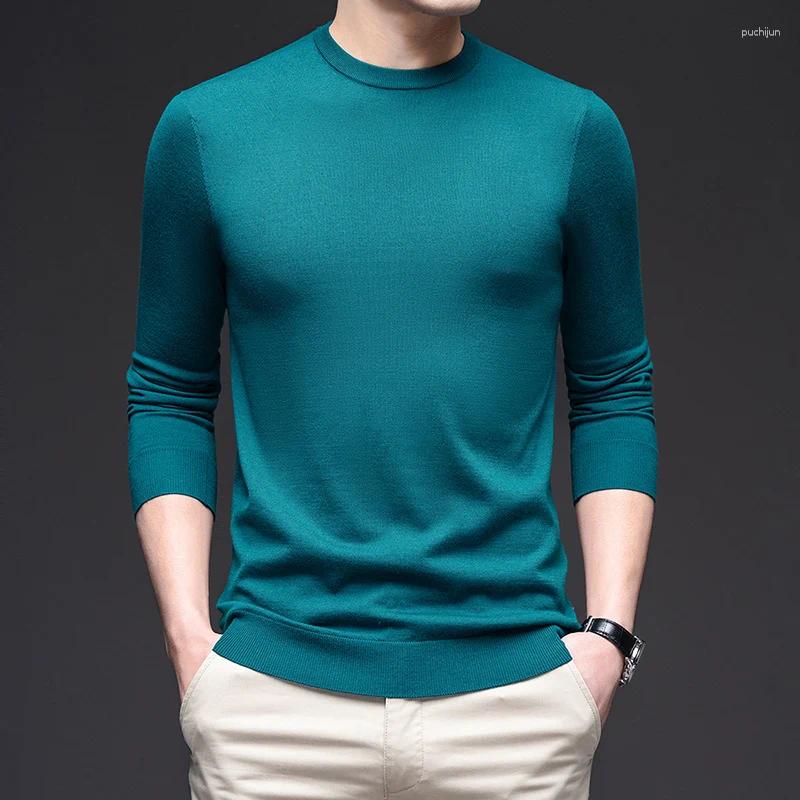 Men's Sweaters High Quality Sheep Wool Tee Tops 2024 Spring Casual Thin Knit Shirts Long Sleeve Male V-Neck Silk Sweater Clothes-image-954191226