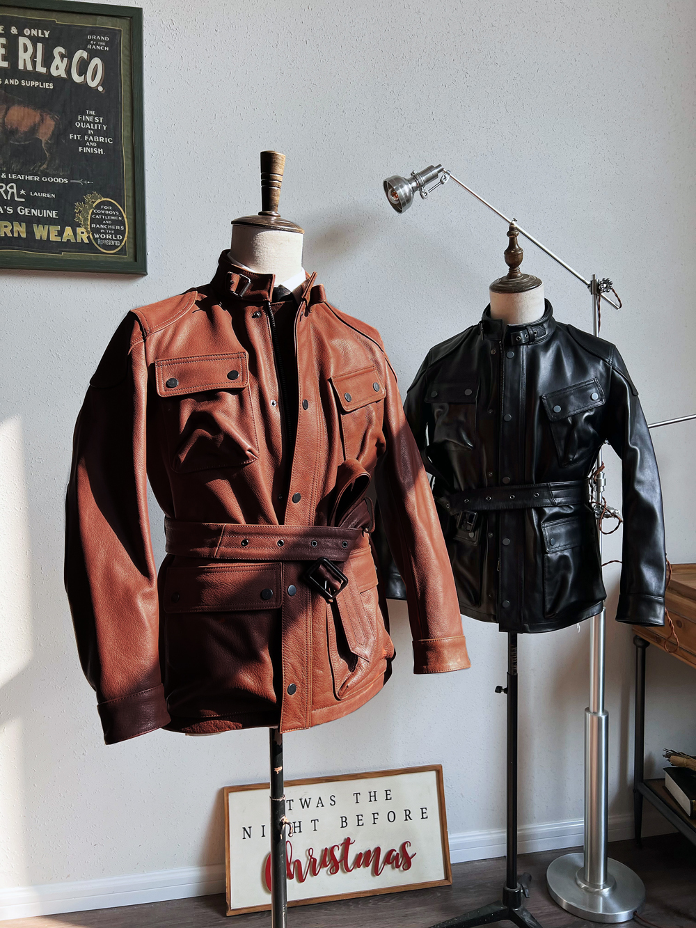 Un Big Bowl abordable !Veste de chasse britannique classique mi-longue avec couche supérieure en cuir de vache pour vêtements de travail et veste