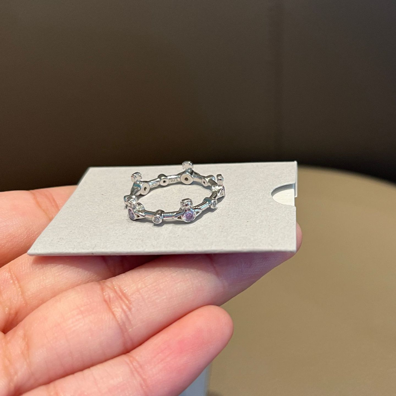 Lady Designer Rings Sterling Silver Purple Diamond Crown Saturn Ring Good Quality Ring-image-955867161