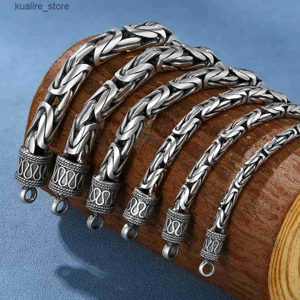 Charm Bracelets Real 925 Sterling Silver Women Men 4/5/6/7mm Vintage Byzantine Link S -clasp s 18cm to 22cm Length L240322-image-954780245