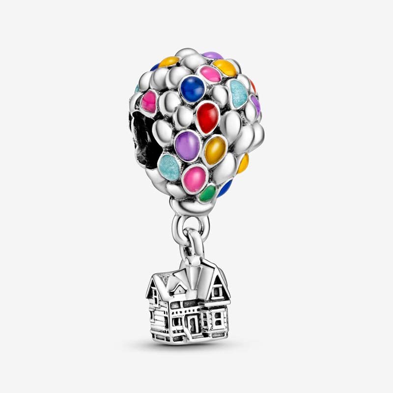 Hot Air Balloon Charm 100% 925 Sterling Silver Luxurious Charm Women Snake Chain Bracelet Jewelry Making Components Necklace Pendant charms with Ret