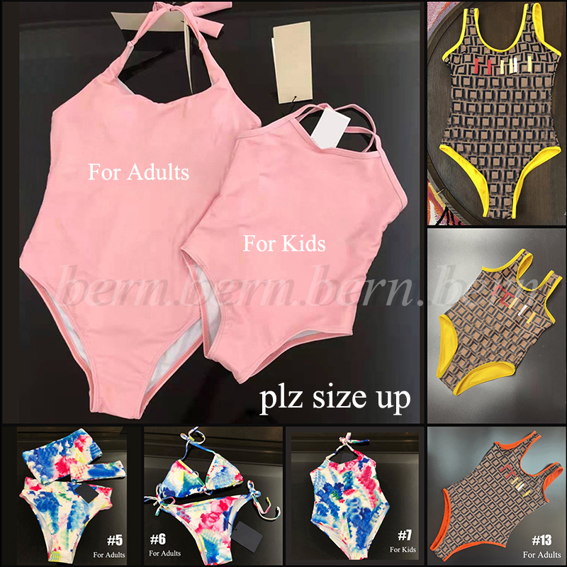 (Plz size up) Fashion Parent Child Swimsuit Match for Mother and Daughter Swimsuit Women Kids Swimwear Bikini-image-951890421