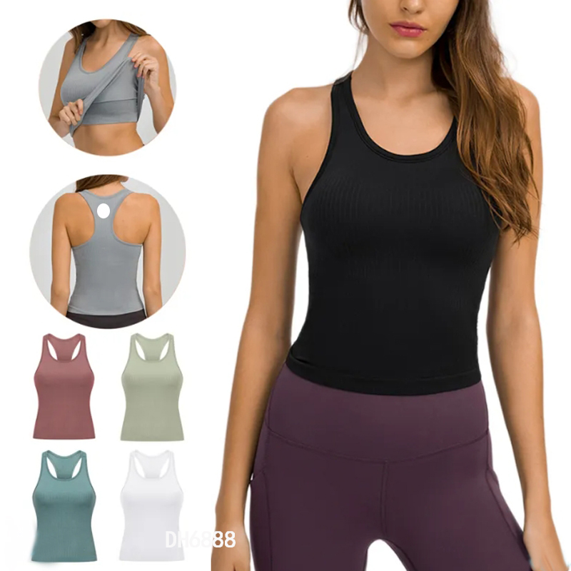 Womens Ebb to Street Yoga Bra Summer U-shaped No Steel Ring Built-in Chest Pad Sports Bra for Women Gym Sleeveless Fitness Yoga Fashion Tank Top
