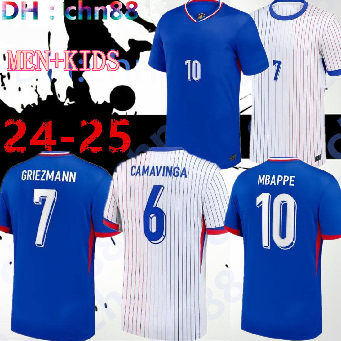 Finales Maillots de football 2024 Maillot de football Français BENZEMA Maillots de football MBAPPE GRIEZMANN kit chemise hommes enfants MEN kids