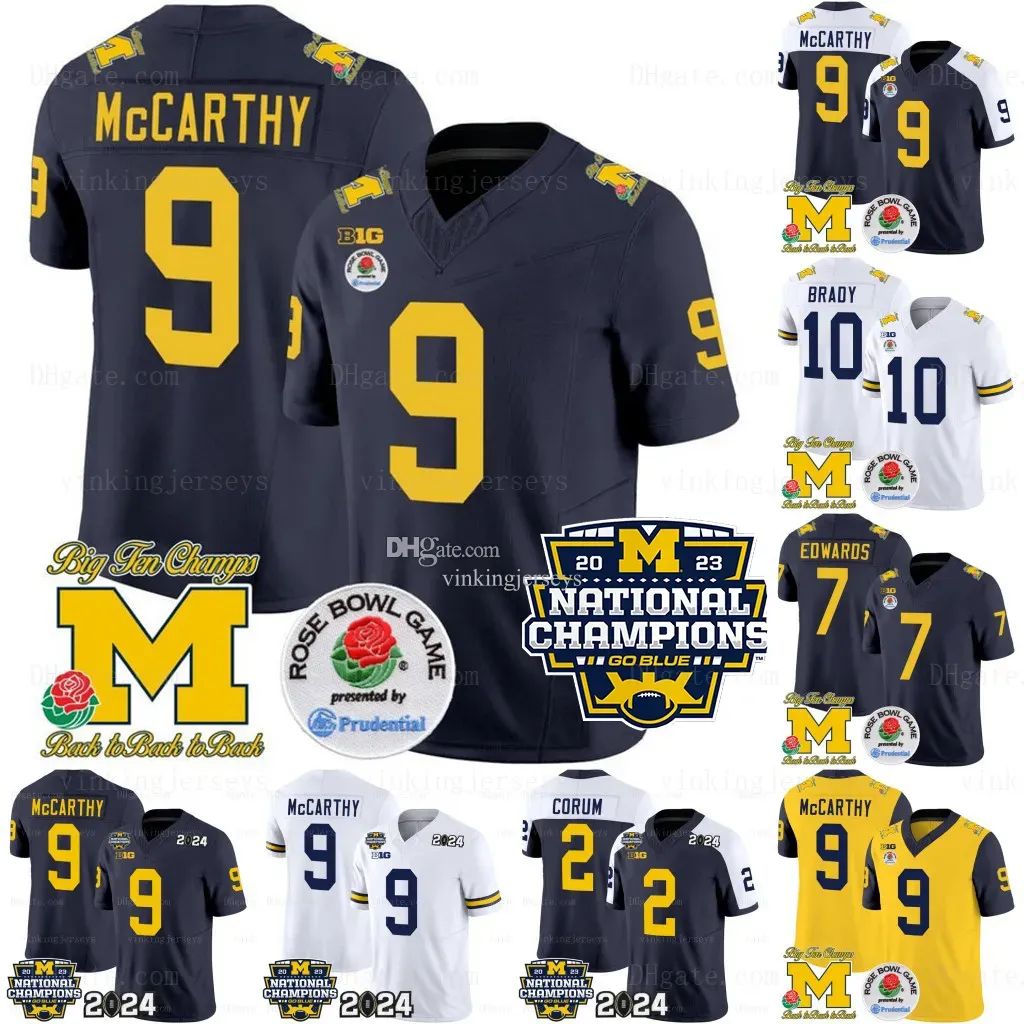 Michigan Wolverines 2024 National Champions NCAA College Football Jerseys Mccarthy Corum Wilson Edwards Denegal Brady Tuttle Warren Bell Custom S-image-977830524