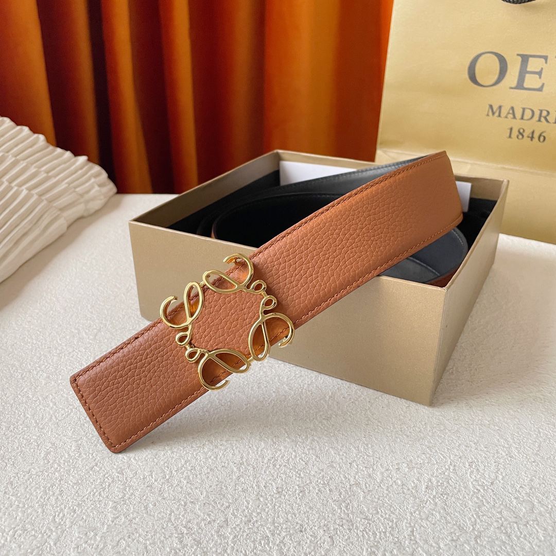 Fashion Business Luxury Designer Men's And Women's Genuine Leather Belt Eight-color Gold and Grey Copper Buckle 3.8cm with box