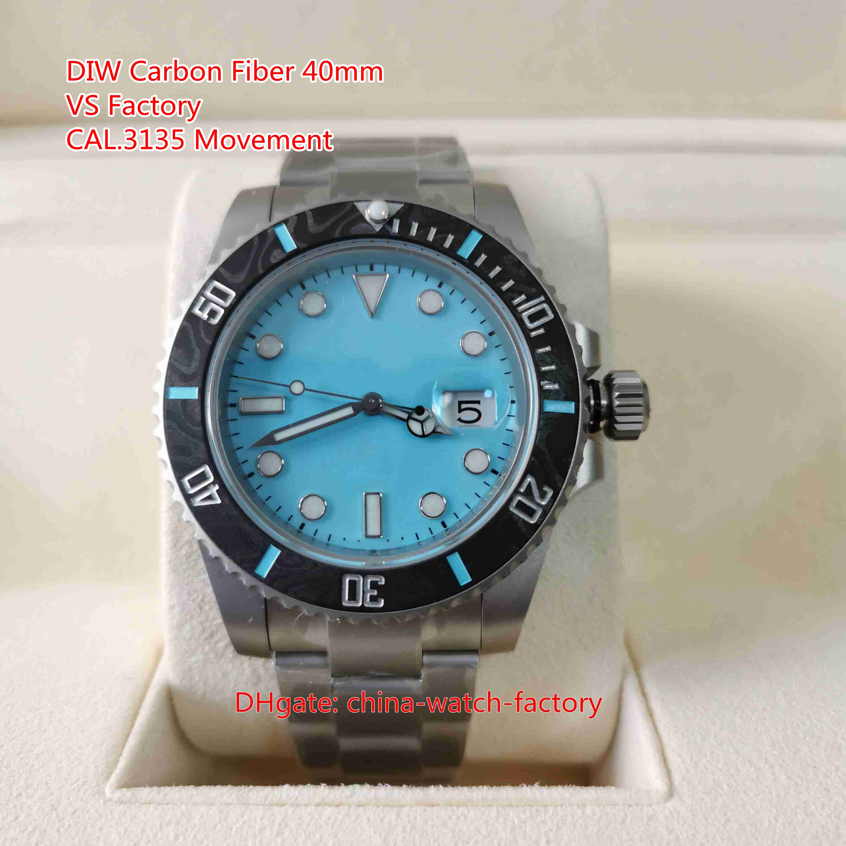VS Factory Mens Watch VSF Better Quality 40mm 116610 DIW Carbon Fiber Bezel LumiNova Watches 904L Steel CAL.3135 Movement Mechanical Automatic Me-image-955324265