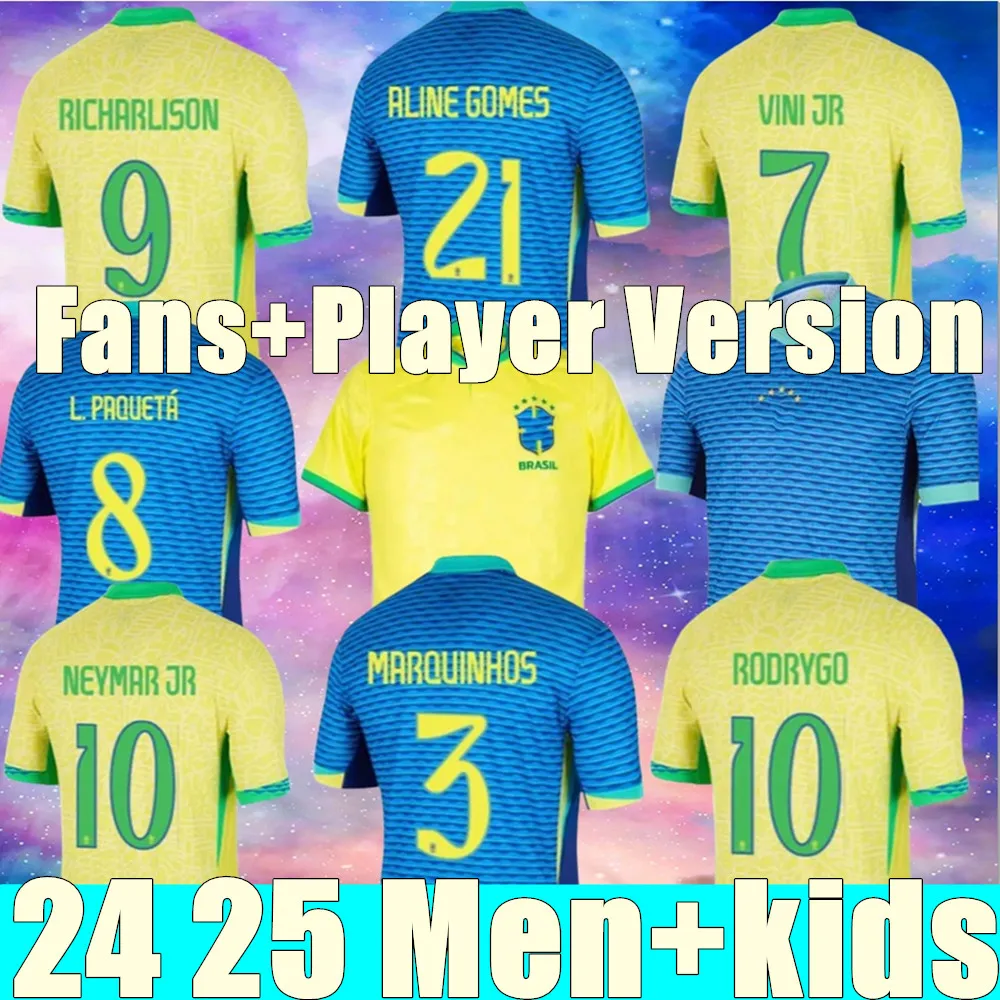 23 24 25 Brasil soccer jerseys Camiseta de futbol PAQUETA RAPHINHA football shirt maillots MARQUINHOS VINI JR brasil RICHARLISON MEN KIDS NEYMAR-image-808116494