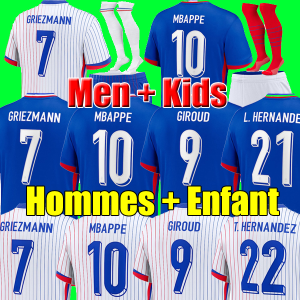 Maillots de football 2024 2025 French teams Soccer Jerseys euro 24 Football shirts MBAPPE GRIEZMANN CAMAVINGA maillot DE foot kit shirt hommes enfants MEN kids sets 