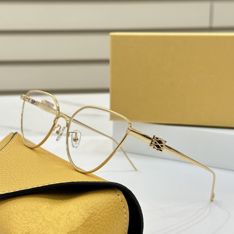 New design gold/silver color cateye sunglasses frame for women lightweight optical frame individual metal hollow leg for prescription fullset case60