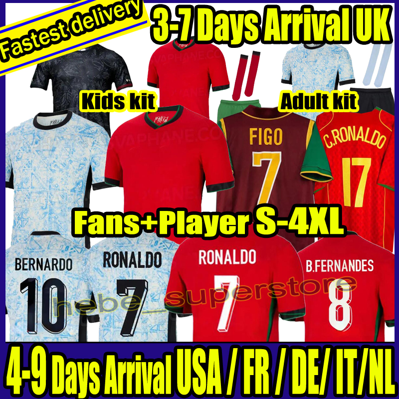 S-4XL 2024 Euro Cup Portugal soccer jerseys Ronaldo JOAO FELIX BERMARDO B.FERNANDES camisa de futebol football shirt Men Kids kit and Retro 98 99 02 04 06 RUI COSTA FIGO 