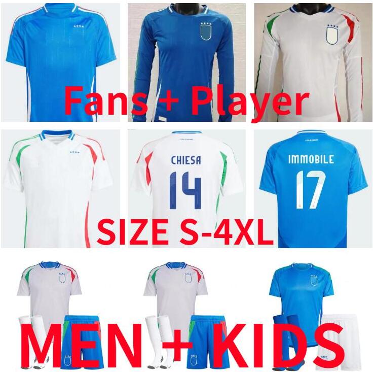 2024 ItalyS EURO Cup Soccer Jerseys 24 25 CHIESA BARELLA BELOTTI ZANIOLO RASPADORI JORGINHO VERRATTI football Shirt maglie da calcio Long sleeved player version 
