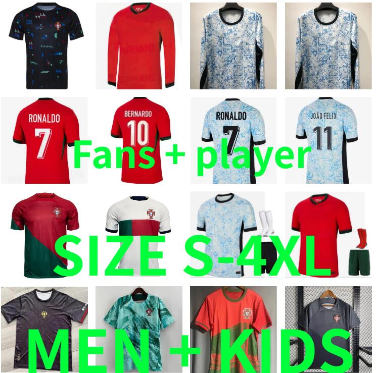 2024 Portugal RONALDO soccer jerseys Bruno FERNANDES DIOGO J. ANDRE SILVA Joao Felix 24 25 BRUNO Football shirt BERNARDO home Men Kids Kit Long sleeved player version 