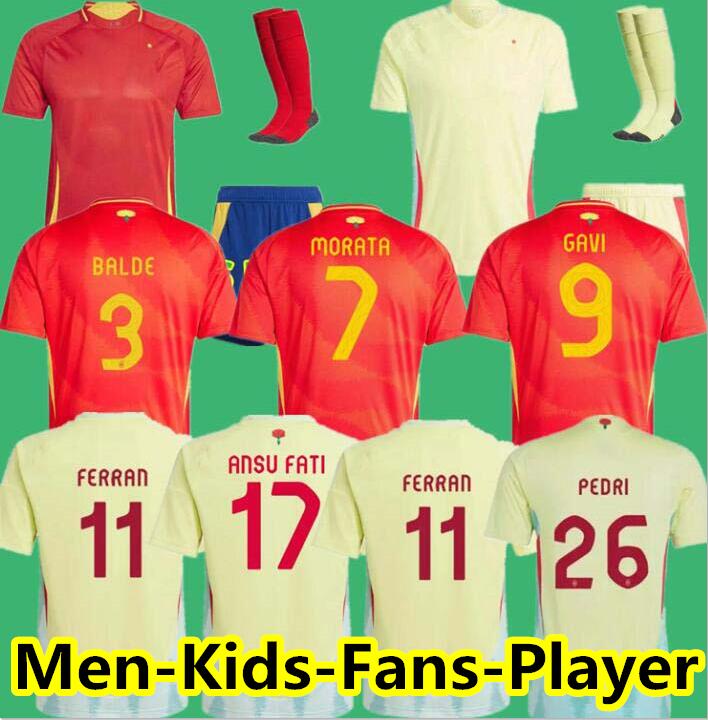 2024 Spain soccer jerseys 24 25 PEDRI Espana MORATA FERRAN KOKE GAVI LAMINE YAMAL fans Player football shirts LLORENTE ANSU FATI CARVAJAL OLMO men kids kits 