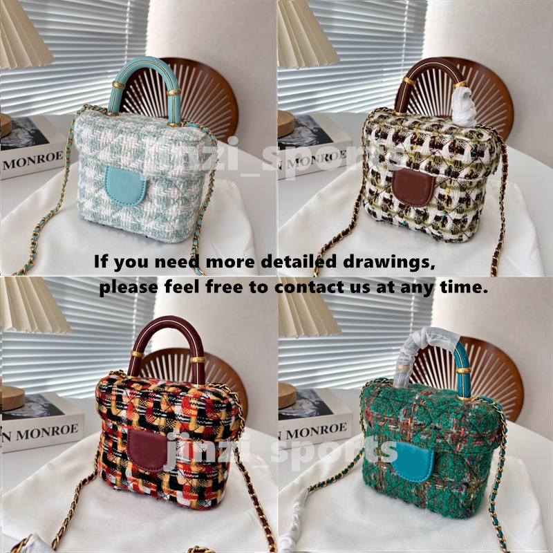 Mini Crossbody Bags Women Designer Fashion Vanity Case Cosmetic Bag Handle Handbags 23S New Summer Blue Woolen Lady Tote Bags Woolen Cosmetic Bag-image-955930740