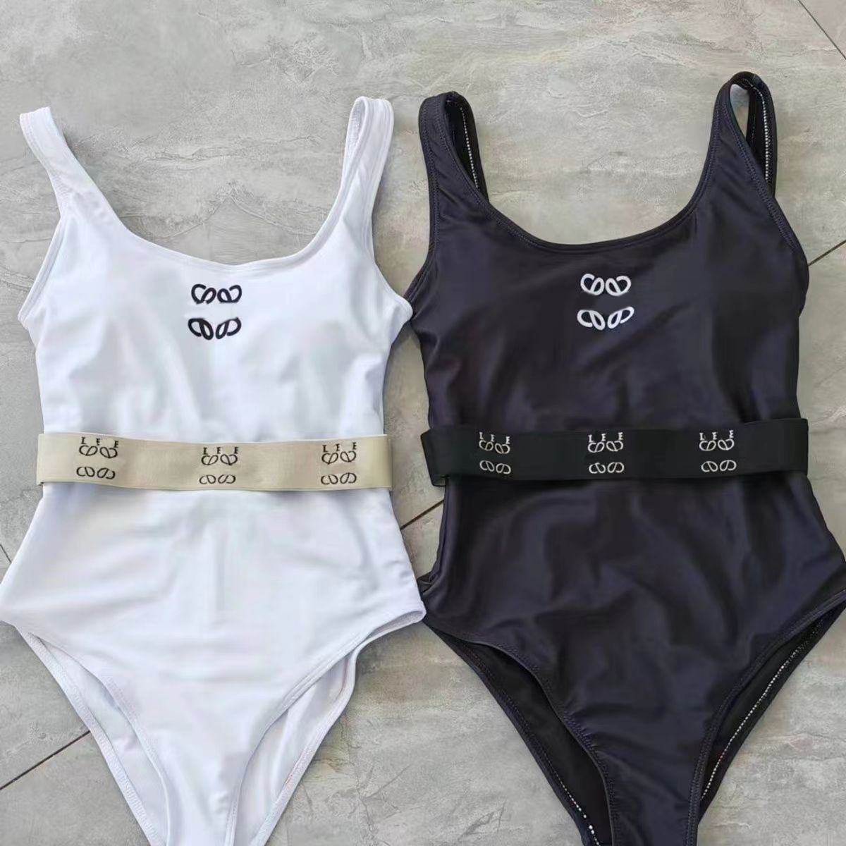 French womens swimwear designer Letter Embroidery Bikini one-piece Fashion black and white swimwear design luxury womens swimwear S-XL X260304-image-1096173180