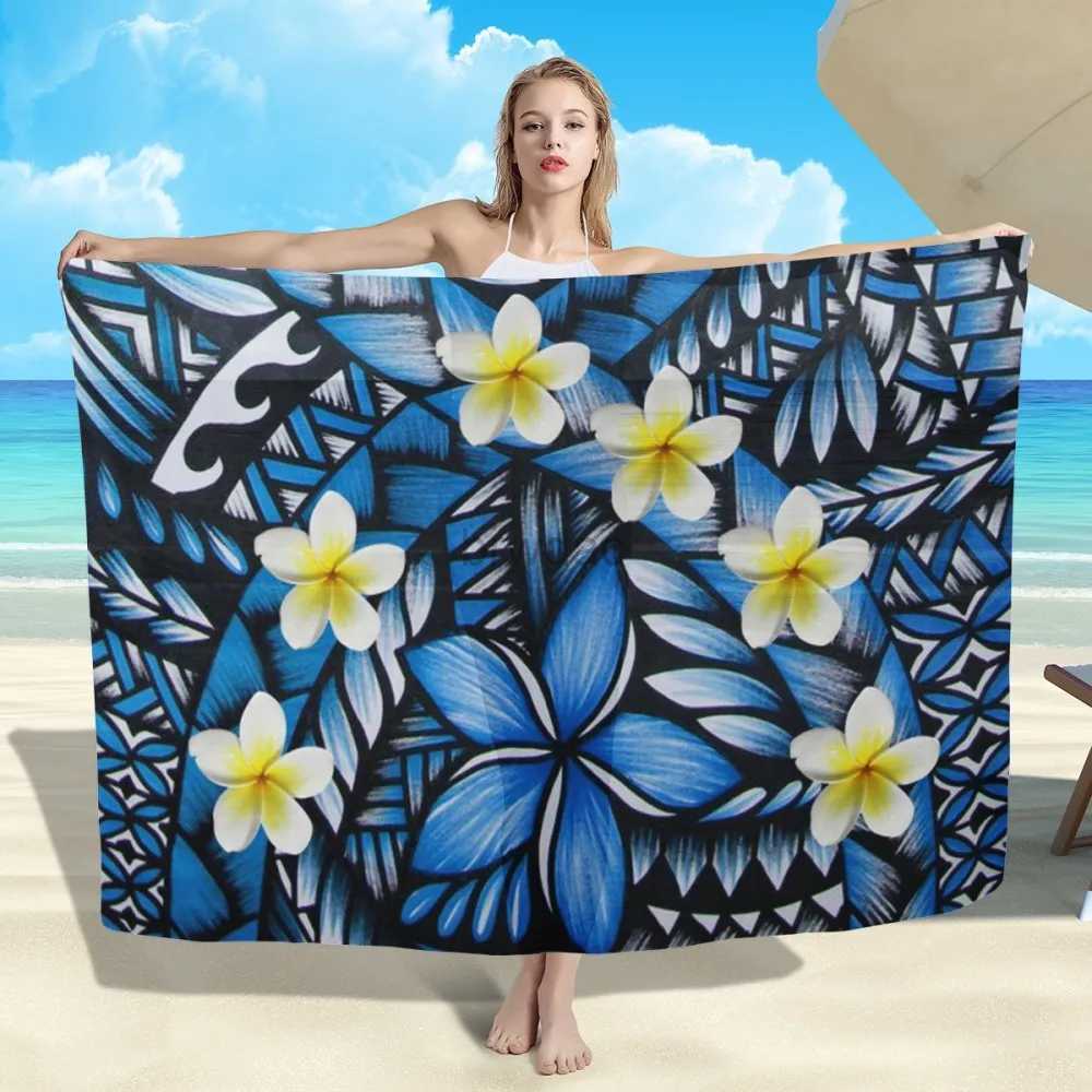 Sarongs Hawaiian Floral Polynesian Tribe Printing Promotion Customized Ultrafine Wool Soft Salon Scarf Fashion Home Bath Towel 2022 24325-image-956043423
