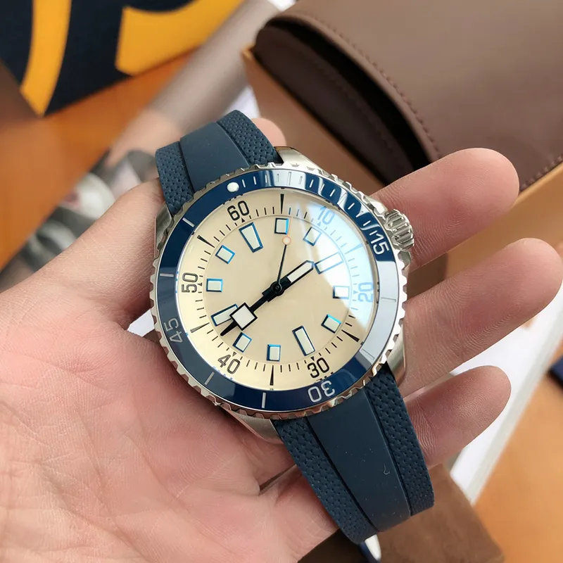 Montre Montre Homme 44mm Montres Mécaniques Automatiques pour Hommes Montre-Bracelet en Caoutchouc Bracelet en Acier Inoxydable Montres-Bracelets