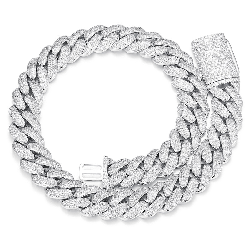 Miami Cuban Link chaîne pour hommes micro industried 4 rangées bling diamant 20 mm de large glacés collier concepteur de rock rock hip hop 18k bi