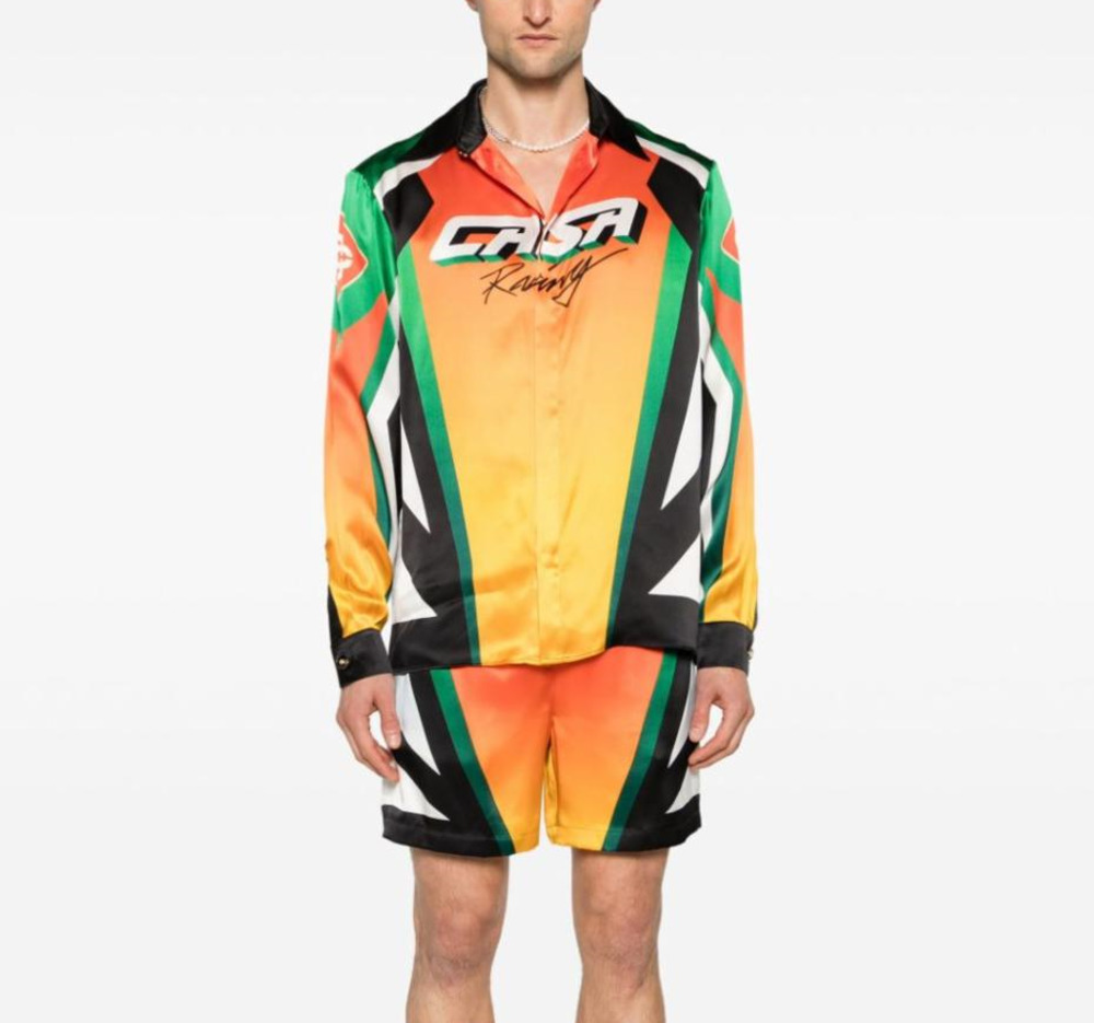 Casablanca Moto Sport Ensembles en Soie Col Chemises à Manches Longues Shorts de Plage Designer pour Hommes et Femmes Casablac