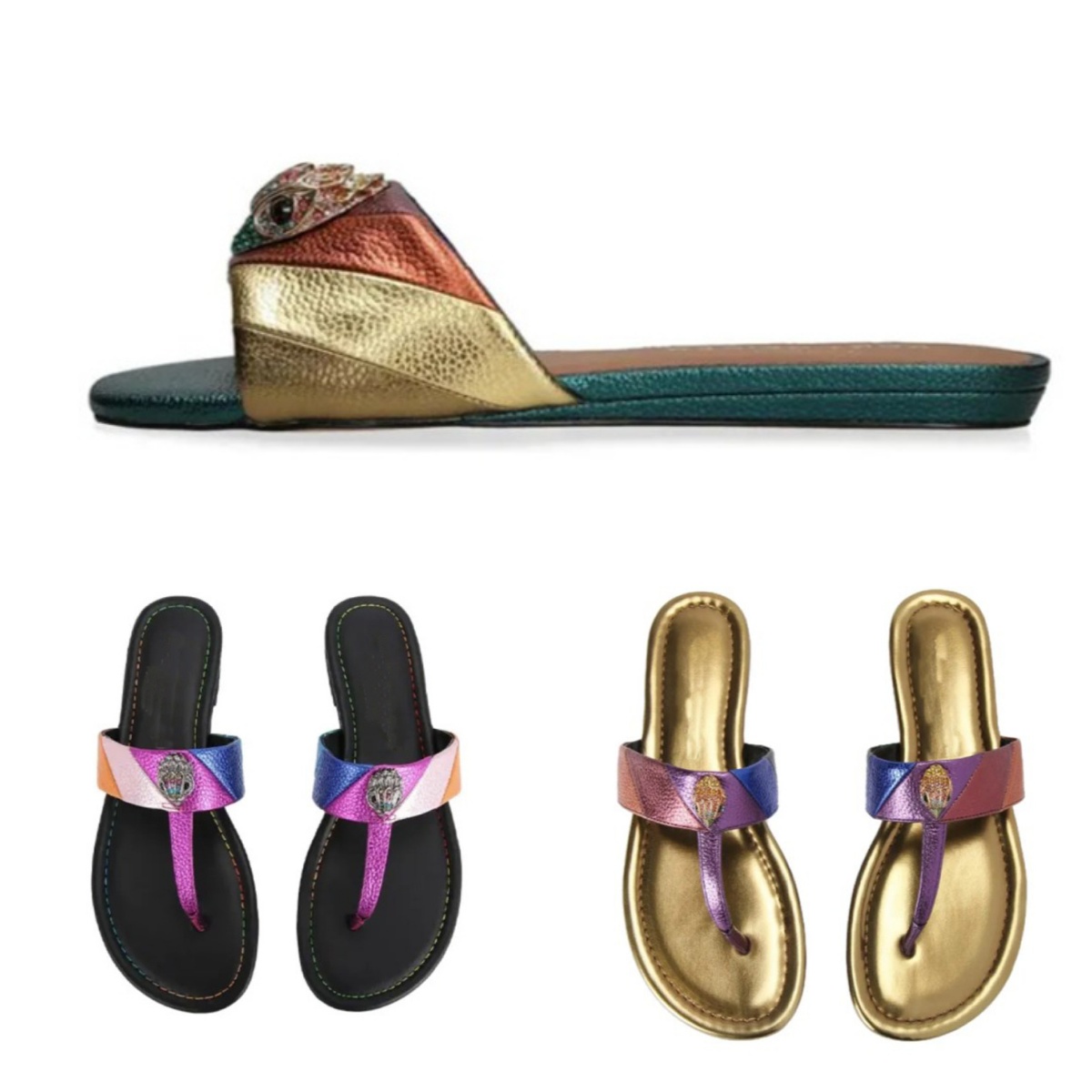 Slippers flip flops slipper womenPlatform Sandals Women Ing Rainbow Summer Beach Sandal Designer Slides Flat Shoes Eagle Head Diamond Hook Loop-image-956853904