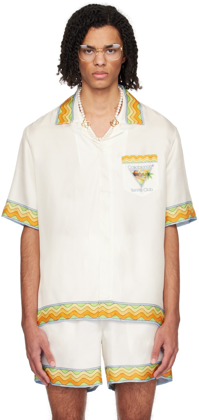 Casablanca tennis club ensembles en soie col cubain chemises à manches courtes hommes et femmes shorts de créateur casablanc