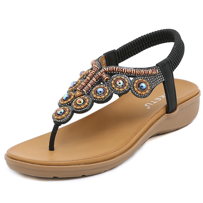 Women Sandals Classic Sliders Beads Summer Comfortable Convenient Outdoor Bohemia Beach Girl Sandal trip Casual slippers size 36-41