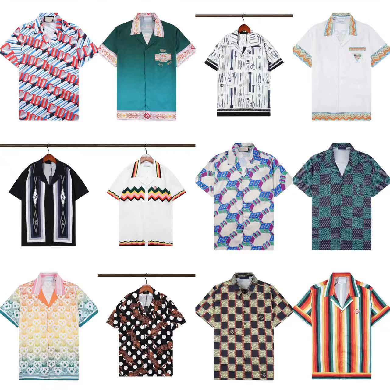 Mens Fashion Print Shirts Casual Button Down Short Sleeve Hawaiian Shirt Suits Summer Beach Designer Dress Shirts