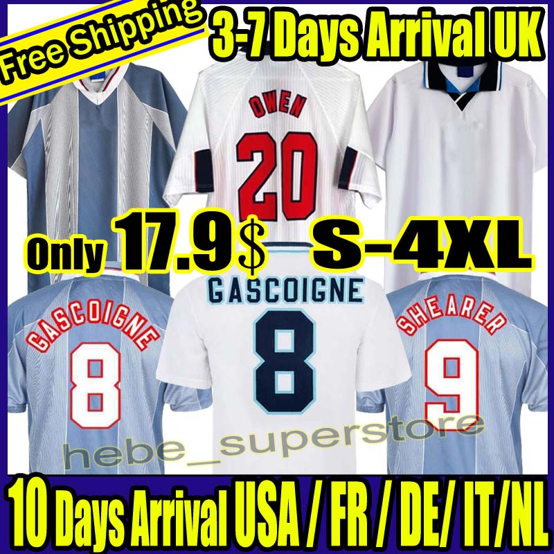 1996 England retro soccer jersey Gascoigne SHEARER McManaman SOUTHGATE classic vintage Sheringham 96 98 home away OWEN football shirt 