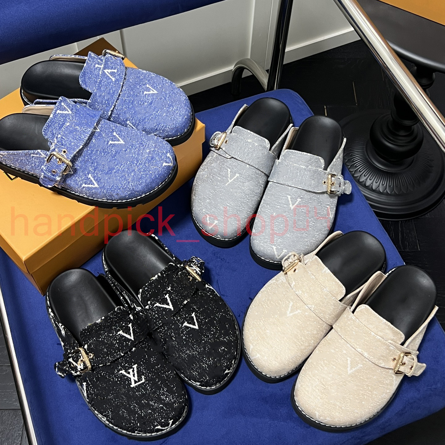 Women Men Luxury Slippers Casual Cosy Flat Slipper Canvas Leather Slides Designers Slippers with Adjustable buckle shoelaces-image-937684076