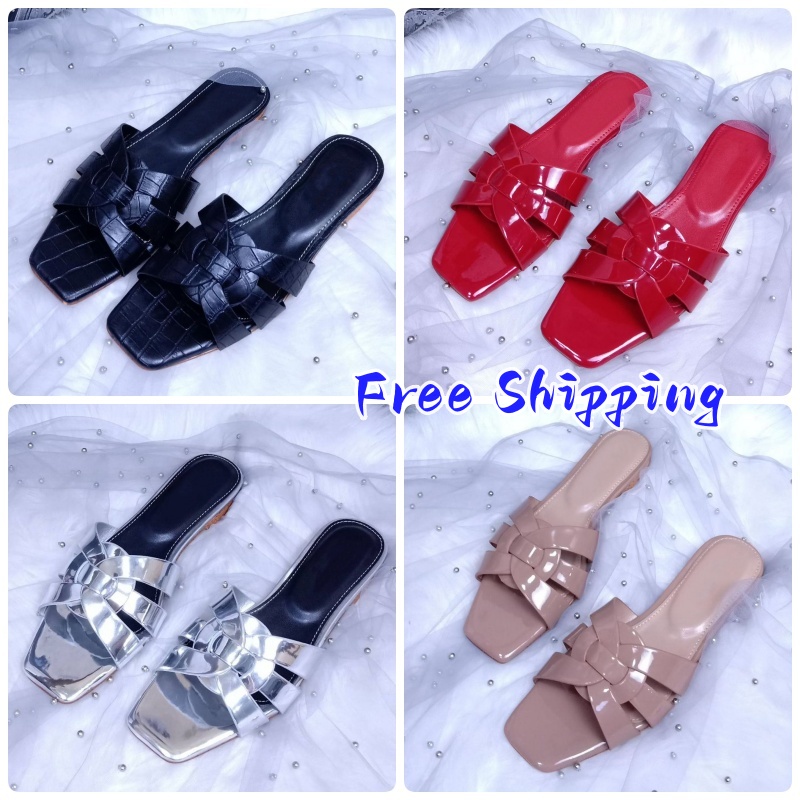Summer Designer Women Slippers bears Holiday Cross knit Woven High-Heeled fashion Flat slipperfreight Rubber Slides Sandal Flat Beach Shoes 35-40-image-957335250
