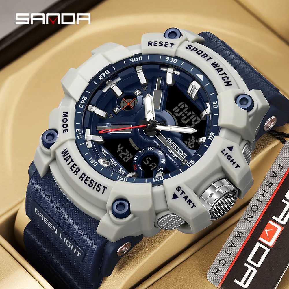 Wristwatches SANDA New Military Shock Watches G-Style Clock For Men Boy Quartz Analog Wristwatch Waterproof Sport Watch Men LED Digital Watch y24-image-958119529