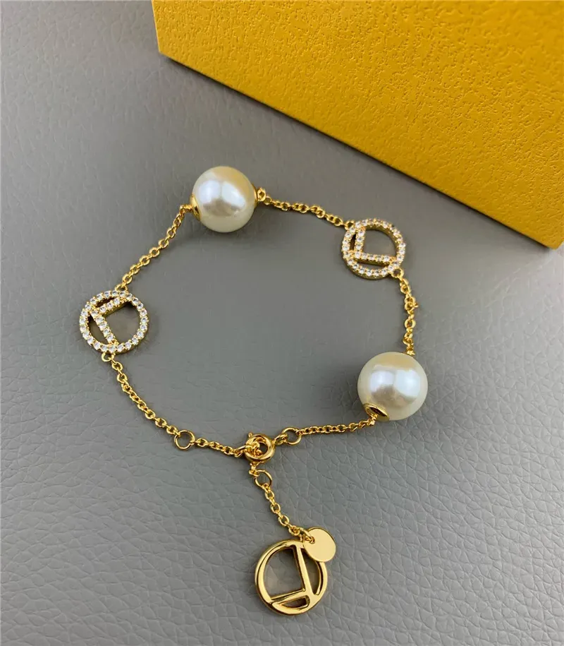 Women's Fashion Designer Charm Bracelet Brand Classic Letter Men's Fashion Pearl Bracelet Gold Jewelry Luxury Design-image-957687965