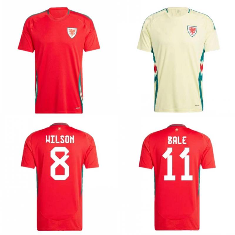 2024 Pays de Galles Soccer Jersey Mens # 11 Bale Rodon Levitt Soccer Shirt Mens # 8 Wilson Johnson Ramsey Home Away Football Uniforme Kids Kit