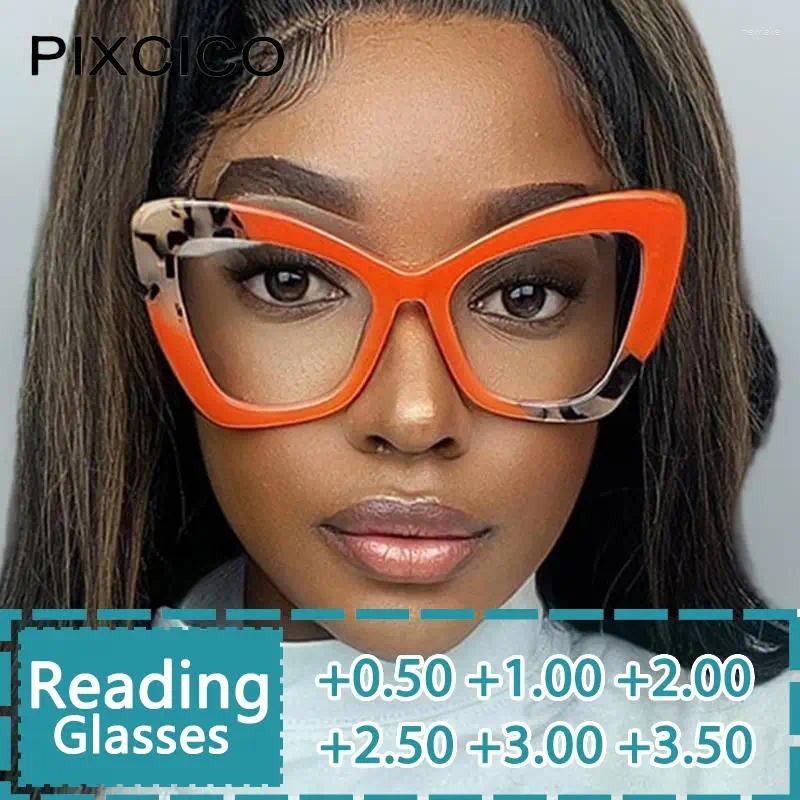 Sunglasses R55400 Big Frame Acetate Reading Glasses Dioptric 1.00- 2.00 High Quality Women Fashion Cat Eye Leopard Presbyopic Eyewear-image-957901618