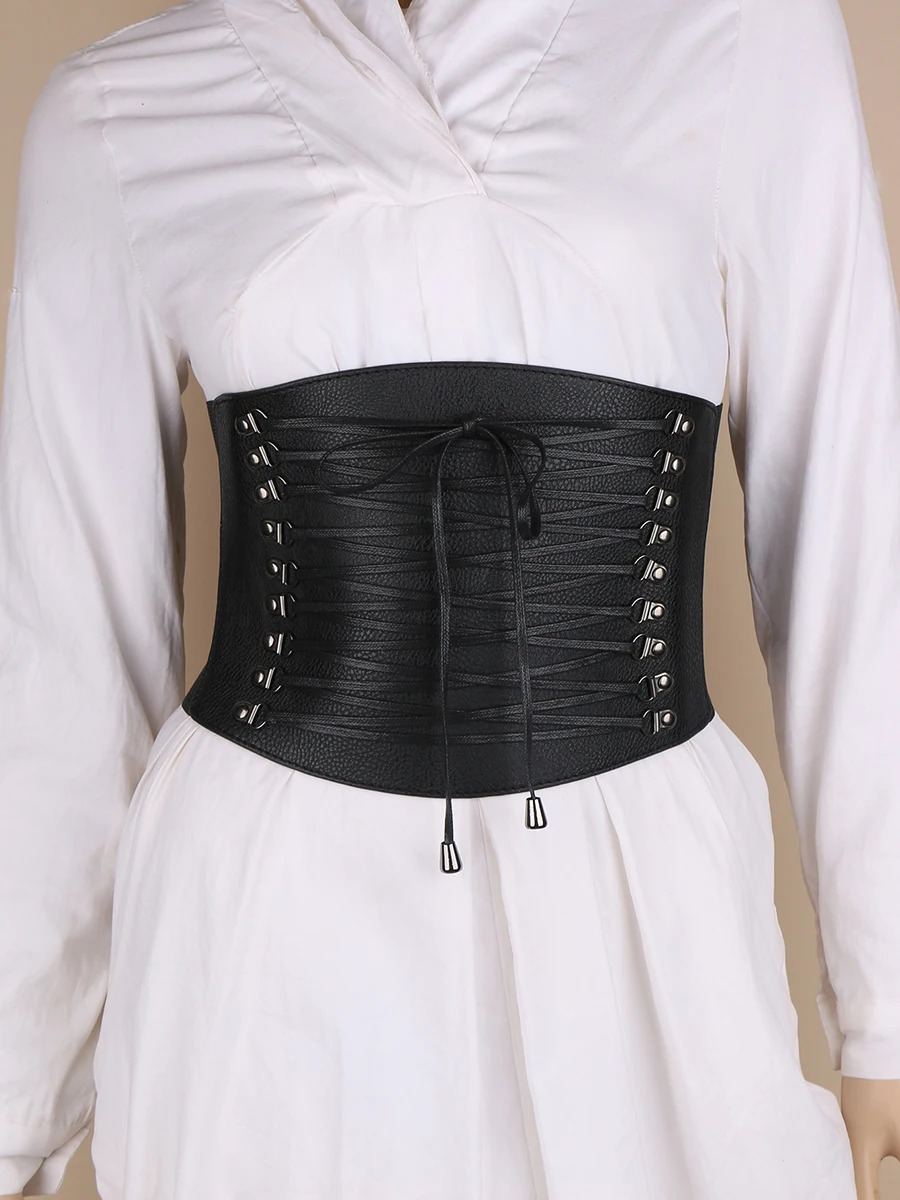 Womens Wide Retro Tie Rope Elastic Outer wear Waist Decorate Corset Girdle appear slim Belts For Lady Accessories cummerbund 240326