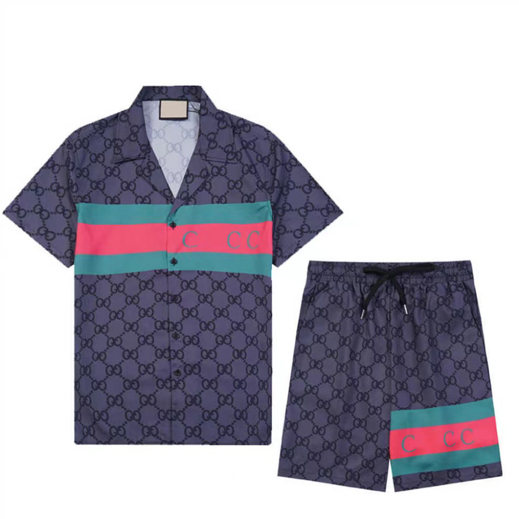 Survêtements de créateurs de luxe Chemises Hommes Mode Chemise de bowling à imprimé géométrique Hawaii Floral Chemises décontractées Hommes Slim