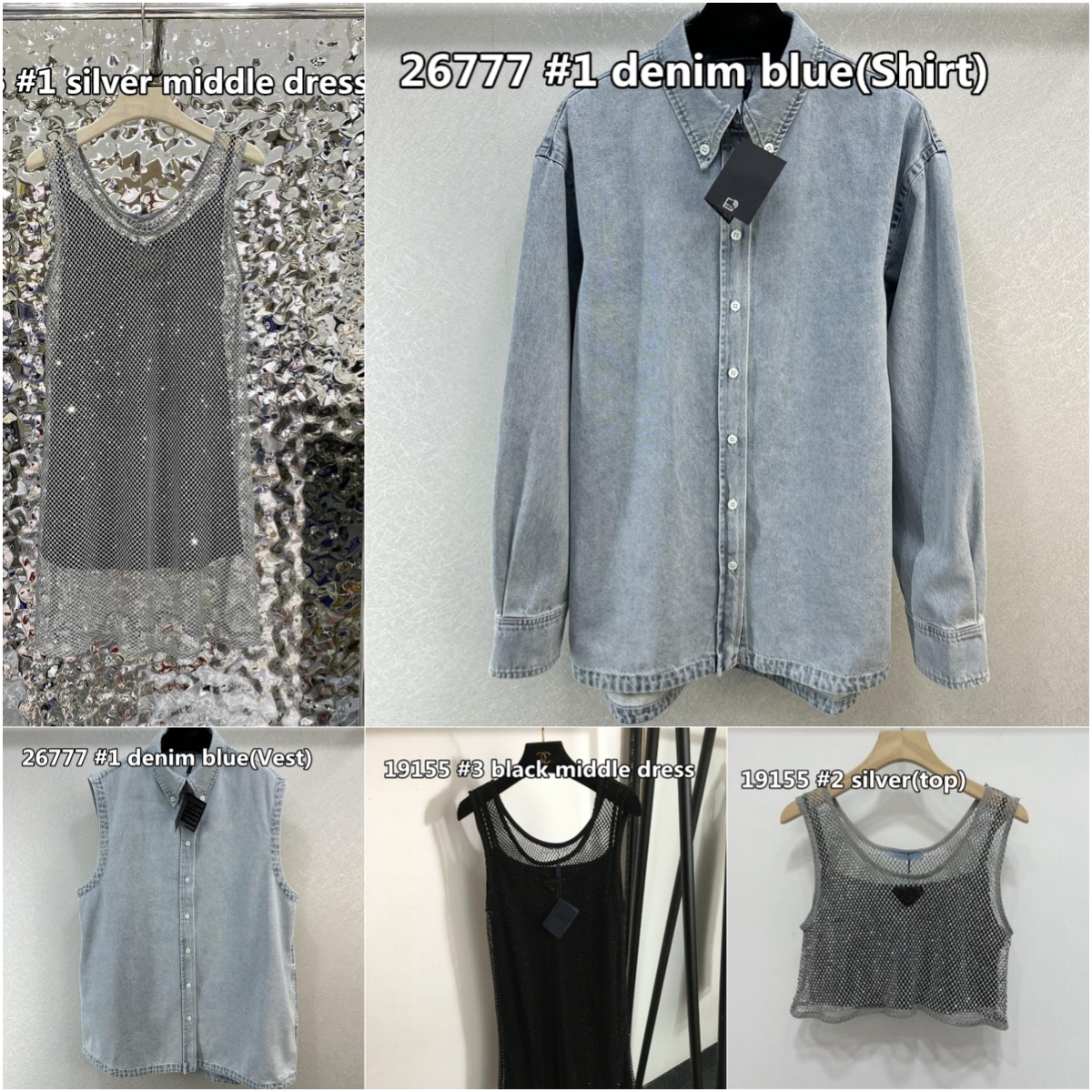 Brand Beads Diamonds Dress Denim Shirt Sleeveless Glitter Hollowed-Out Vest Party With Lining Runway Fashion-image-759665590